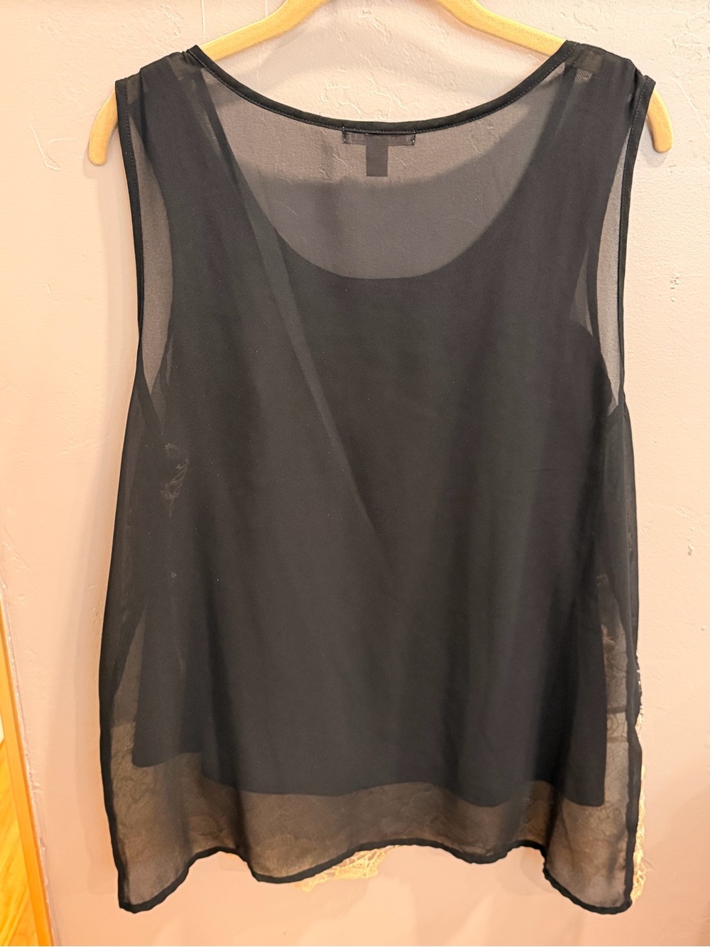 Roz & Ali Black Tank with Gold Floral Lace #714 - Picture 6 of 15